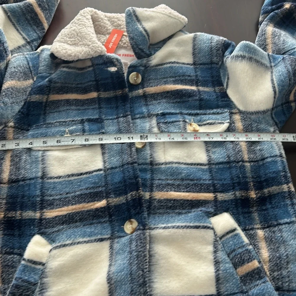 Joe Fresh Blue and Cream Plaid Coat - Picture 10 of 11